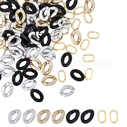 Superfindings 300pcs 4 style peint à la bombe ccb anneaux de liaison en plastique, connecteurs à liaison rapide, pour la fabrication de chaînes de bijoux, torsion et ovale, couleur mixte, 19~23x12~16x4.5~5.5mm, diamètre intérieur: 6~7x13~14 mm