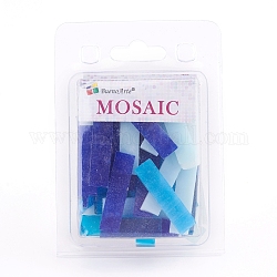 Glasmosaikfliesen Cabochons, für Kunsthandwerk, rectanglee, Blau, 40.5~42.5x10~10.5x2.5~3 mm, ca. 200 g / Kasten