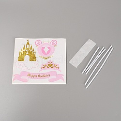 Papierkartenparty dekorieren, mit Aufkleber und Papierstange, Kutsche & Krone & Burg, für Mädchengeburtstagsfeier liefert, rosa, 156x145x0.6 mm