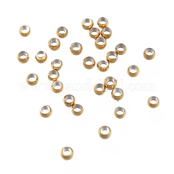 304 Stainless Steel Spacer Beads, Round, Golden, 3x2mm, Hole: 1.6mm