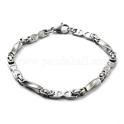 304 bracelet chaîne ovale avec maillons cœur en acier inoxydable, couleur inoxydable, 9-1/8 pouce (23 cm)