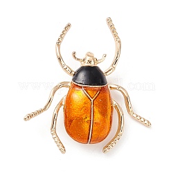 Broche en émail scarabée, broche en alliage d'insectes exquis pour femme fille, or, orange, 39x36.5x7mm, pin: 0.7 mm