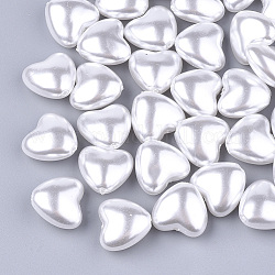 Eco-Friendly ABS Plastic Imitation Pearl Beads, High Luster, Heart, Creamy White, 13x14x7.5mm, Hole: 1mm