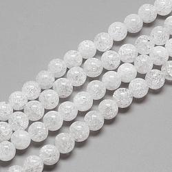Chapelets de perles de cristal en quartz craquelées naturelles, ronde, 10mm, Trou: 1mm, Environ 39 pcs/chapelet, 15.7 pouce