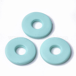 Abalorios de acrílico, estilo de goma, donut / pi disc, turquesa pálido, 28x4mm, diámetro interior: 9.5 mm