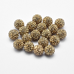 Perles de strass en pâte polymère manuelles, ronde, lt.col.topaz, 10mm, Trou: 1.5mm