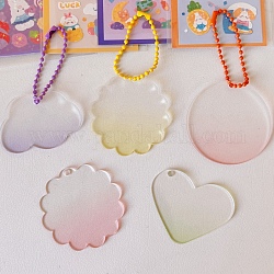 Gradient Style Transparent Acrylic Keychain, with Plastic Ball Chains, Mixed Shapes, Mixed Color, 8.2x7.8cm, 5pcs/set