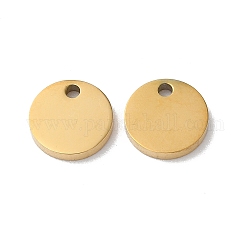 304 Stainless Steel Charms, Stamping Blank Tag, Flat Round Charm, Real 18K Gold Plated, 8x1.3mm, Hole: 1.2mm
