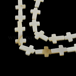 Fili di perle di conchiglia naturale incrociate, 16~17x11~12x2.5mm, Foro: 0.5 mm, circa 23pcs/filo, 14.9 pollice
