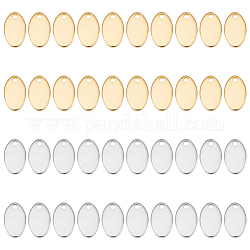 UNICRAFTALE 60Pcs 2 Colors Oval Blank Charms 304 Stainless Steel Blank Tag Pendants 12.5mm Oval Blank Little Charms 1.5mm Hole Earring Bracelets Jewelry Pendants for DIY Jewelry Making