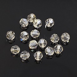 Austrian Crystal Beads, 6mm Faceted Round, Silver Shadow Color, hole: 0.5mm