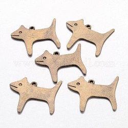 Tibetan Style Alloy Puppy Pendants, Cadmium Free & Lead Free, Dog Silhouette, Antique Bronze, 35mm long, 18mm wide, 1.5mm thick, hole: 2mm