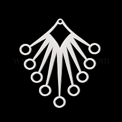 201 Stainless Steel Chandelier Components Links, Laser Cut, Fan, Stainless Steel Color, 40x34x1mm, Hole: 1.5mm and 3.5mm