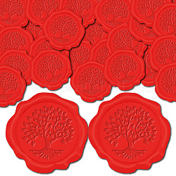 Autocollants de sceau de cire adhésifs craspire, décoration de sceau d'enveloppe, pour le cadeau de bricolage de scrapbooking d'artisanat, arbre de la vie, rouge, 25mm, 50 pcs / boîte
