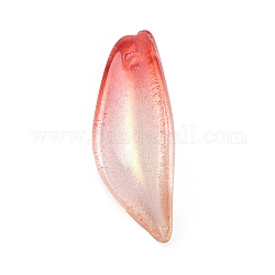 Two Tone Glass Pendants, Cosmos Bipinnatus Leaf Charms, Red, 21.5x8x5.5mm, Hole: 1.2mm