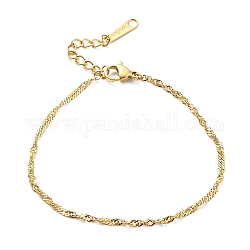 304 bracciale a catena in acciaio inossidabile Singapore da donna, oro, 8-1/8 pollice (20.7 cm)