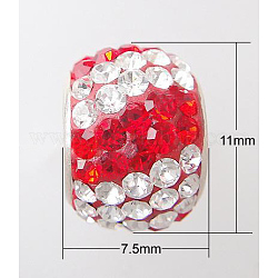 Austrian Crystal with Sterling Silver Single Core European Beads, Large Hole Beads, Rondelle, 227_Light Siam, 11x7.5mm, Hole: 4.5mm