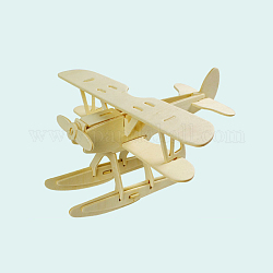 Holzbauspielzeug für Jungen und Mädchen, 3D-Puzzle-Modell für Kinder, Wasserflugzeug, antik weiß, 185x215x95 mm