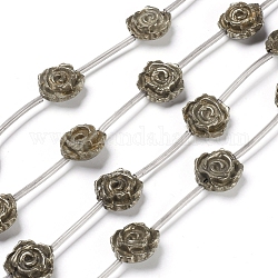 Natürliche Pyrit Perlen Stränge, Rose, 16x16x7.5 mm, Bohrung: 1.4 mm, ca. 12 Stk. / Strang, 16.54 Zoll (42 cm)