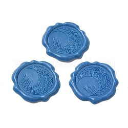 Pegatinas adhesivas de sello de cera lunar, decoración del sello del sobre, para manualidades scrapbook regalo diy, acero azul, 31x2mm