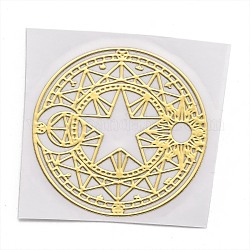 Самоклеющиеся латунные наклейки, наклейки для скрапбукинга, для поделок из эпоксидной смолы, плоские круглые со звездой, золотые, 3.1x0.05 см
