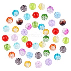 Perles en acrylique transparentes craquelées, ronde, couleur mixte, 67x42mm, 180 pcs / boîte