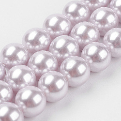 Chapelets de perles de coquille, ronde, blush lavande, 8mm, Trou: 1mm, Environ 48 pcs/chapelet, 15.7 pouce (39.8 cm)