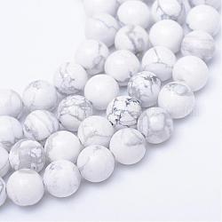 Brins de perles rondes de howlite naturelle, 10~11mm, Trou: 1mm, Environ 39 pcs/chapelet, 15.7 pouce