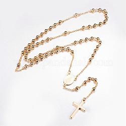 304 in acciaio inossidabile delle collane del pendente, collane di perline rosario, oro, 24.96 pollice (63.4 cm)
