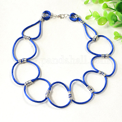 Diy Halsketten-Kits, Einfache kreative Schnur Halskette, Blau, 12x7 mm