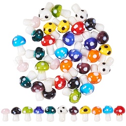 55 pièces 11 perles de chalumeau faites à la main de style champignon, couleur mixte, 5 pièces / style