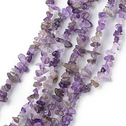 Natural Amethyst Beads Strands, Chip, 1.5~4.5x3~13x2.5~8mm, Hole: 0.6mm, 30.94~31.97 inch(78.6~81.2cm)