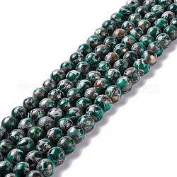 Chapelets de perles en malachite naturelle, avec ligne en alliage de zinc, ronde, 8mm, Trou: 1.2mm, Environ 51 pcs/chapelet, 16.46 pouce (41.8 cm)