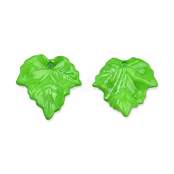 Непрозрачные акриловые подвески, лист, весенний зеленый, 24x23.5x6 мм, отверстие : 1.6 мм, Около 1080 шт / 500 г