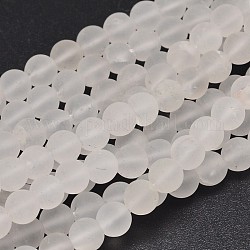 Bereift runden natürlichen Quarz-Kristall-Perlen Stränge, 8 mm, Bohrung: 1 mm, ca. 47~51 Stk. / Strang, 15.1 Zoll