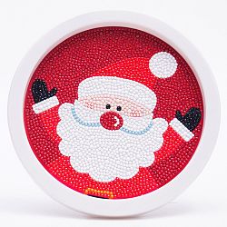 Diy weihnachtsthema diamantmalerei kits für kinder, Weihnachtsmann Muster Bilderrahmen machen, mit Harz Strass, Kugelschreiber, Tablettplatte und Leimton, rot, 19.7x1.6 cm, Innendurchmesser: 16.9 cm