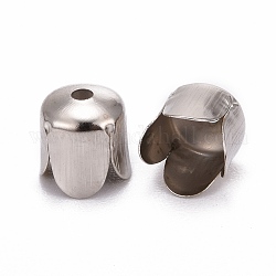 Iron Flower Bead Caps, Platinum, 6.5x7mm, Hole: 1mm