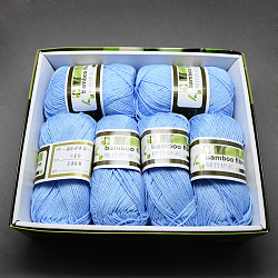Мягкие детские нити, с бамбукового волокна и шелка, голубой, 1 мм, около 50 г / рулон, 6 рулонов / коробке