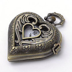 Почищенные марочные сердца сплав цинка кварцевые часы головки, для карманных часов кулон ожерелье материалы, античная бронза, 46x41x13.5 мм