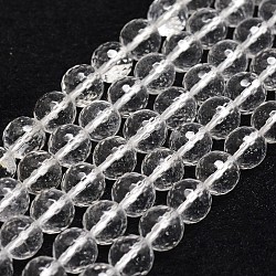 Natural Quartz Crystal Beads Strands, Rock Crystal Beads, Faceted, Round, 8mm, Hole: 1mm, about 47pcs/strand, 14.9 inch~15.1 inch