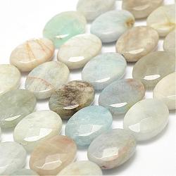 Chapelets de perles en aigue-marine naturelle, facette, ovale, 18x13x6mm, Trou: 1mm, Environ 22 pcs/chapelet, 15.3 pouce (39 cm)