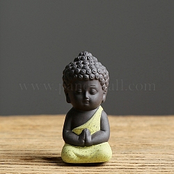 Keramik-Buddha-Statue, für Home-Office-Feng-Shui-Ornament, Gelb, 31x32x75 mm