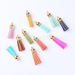 Faux Suede Tassel Pendant Decorations, with CCB Plastic Cord Ends, Mixed Color, 58x12mm, Hole: 2.5mm