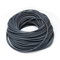 Кожаный плетеный шнур, берлинская лазурь, 3 мм, около 54.68 ярда (50 м) / пачка
