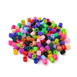 Pe Bügelperlen, DIY melty Perlen, Tube, Mischfarbe, 5x5 mm, Bohrung: 3 mm