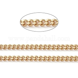 3.28 Feet Brass Curb Chains, Twisted Chains, Diamond Cut Chains, Soldered, Faceted, Long-Lasting Plated, Real 18K Gold Plated, 2.9x2.1x1mm