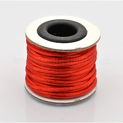 Cola de rata macrame nudo chino haciendo cuerdas redondas hilos de nylon trenzado hilos, rojo, 2mm, alrededor de 10.93 yarda (10 m) / rollo