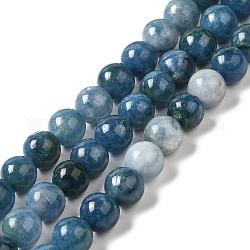 Chapelets de perles de jade teintes naturelles, ronde, bleu marine, 8.5mm, Trou: 0.8mm, Environ 45~46 pcs/chapelet, 14.69''~15.04'' (37.3~38.2 cm)