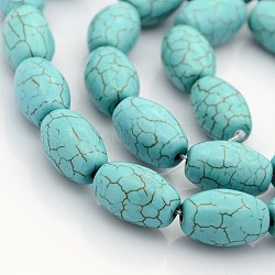Synthetic Turquoise Beads Strands, Rice, Sold by KG, Turquoise, 16x10mm, Hole: 1mm, about 26pcs/strand, 16.5inch