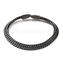 304 bracelets chaîne double couche tendance en acier inoxydable, freiner gourmettes, cadeaux de bijoux pour hommes, gunmetal, 8-1/2 pouce (21.5 cm) x 0.67 cm